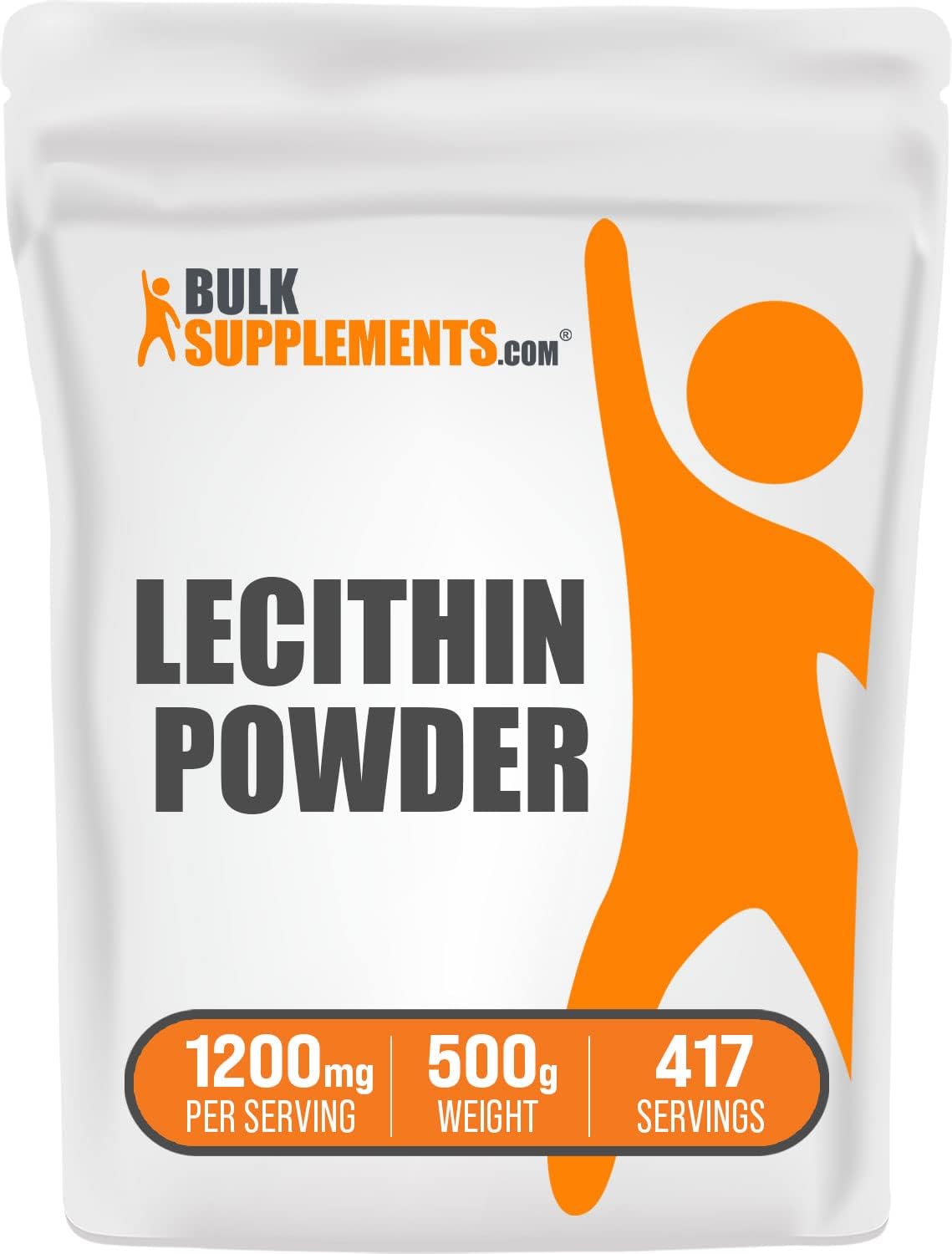 Soy Lecithin Powder Supplement - Food Grade, 1200mg per Serving, Gluten Free - 500g (1.1 lbs) Pack of 1