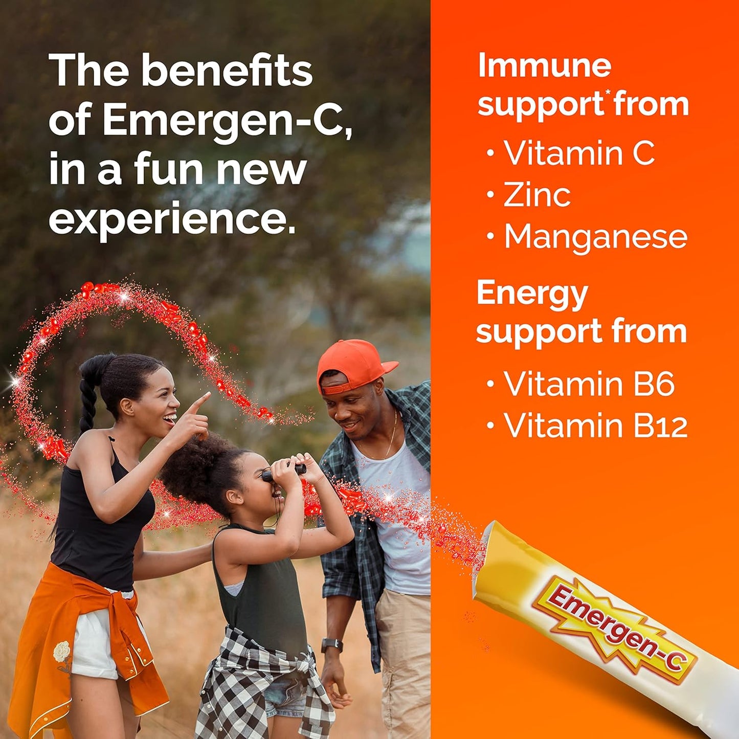 Sparkly Strawberry Emergen-C Kidz Crystals - On-The-Go Immune Support Supplement with Vitamin C, B Vitamins, Zinc, Manganese - 28 Stick Packs