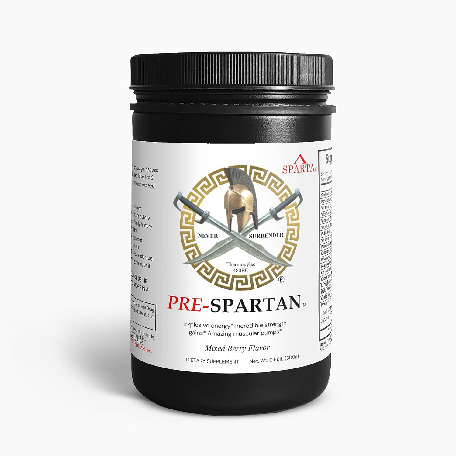 Sparta Energeia Pre-Workout Powder - Boost Energy, Focus & Muscle Pump with AAKG, L Citrulline, Arginine - 30 Servings