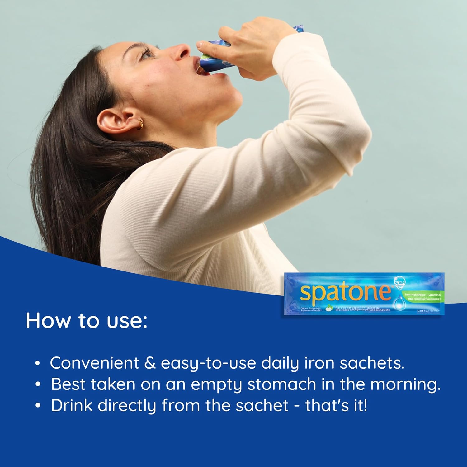 Spatone Liquid Iron Supplement with VIT C for Women, Men, & Kids 4+ - Pregnancy-Friendly - Vegan Apple Flavor - Easy Absorption - 28-Day Supply