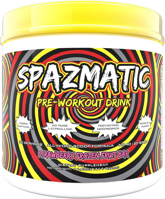 Spazmatic Pre-Workout Powder with 400mg Caffeine - Muscle Pumping Formula - Fast Acting Focus - 30 Servings