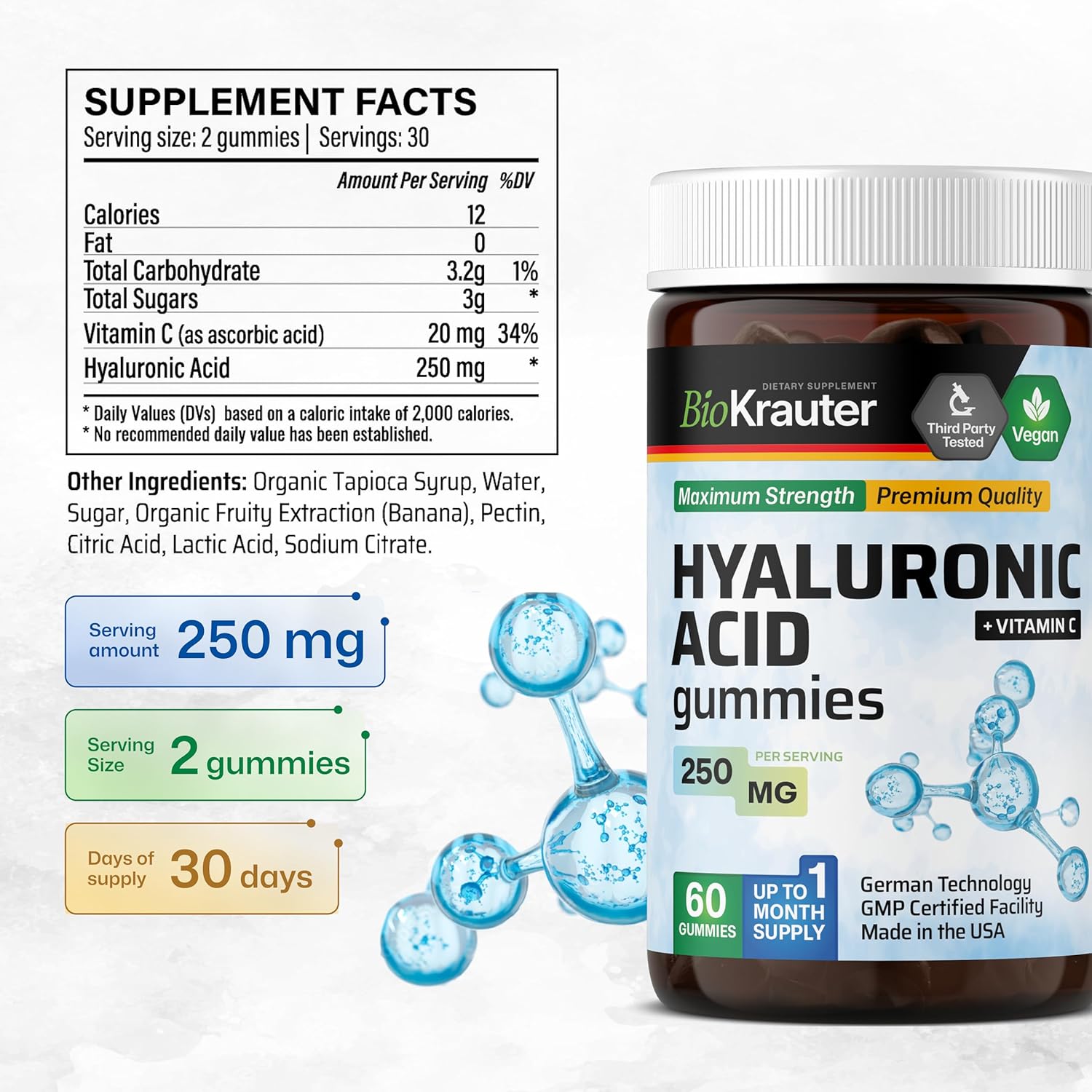 Spearmint Capsules and Hyaluronic Acid Gummies Bundle - 250 Capsules + 60 Gummies