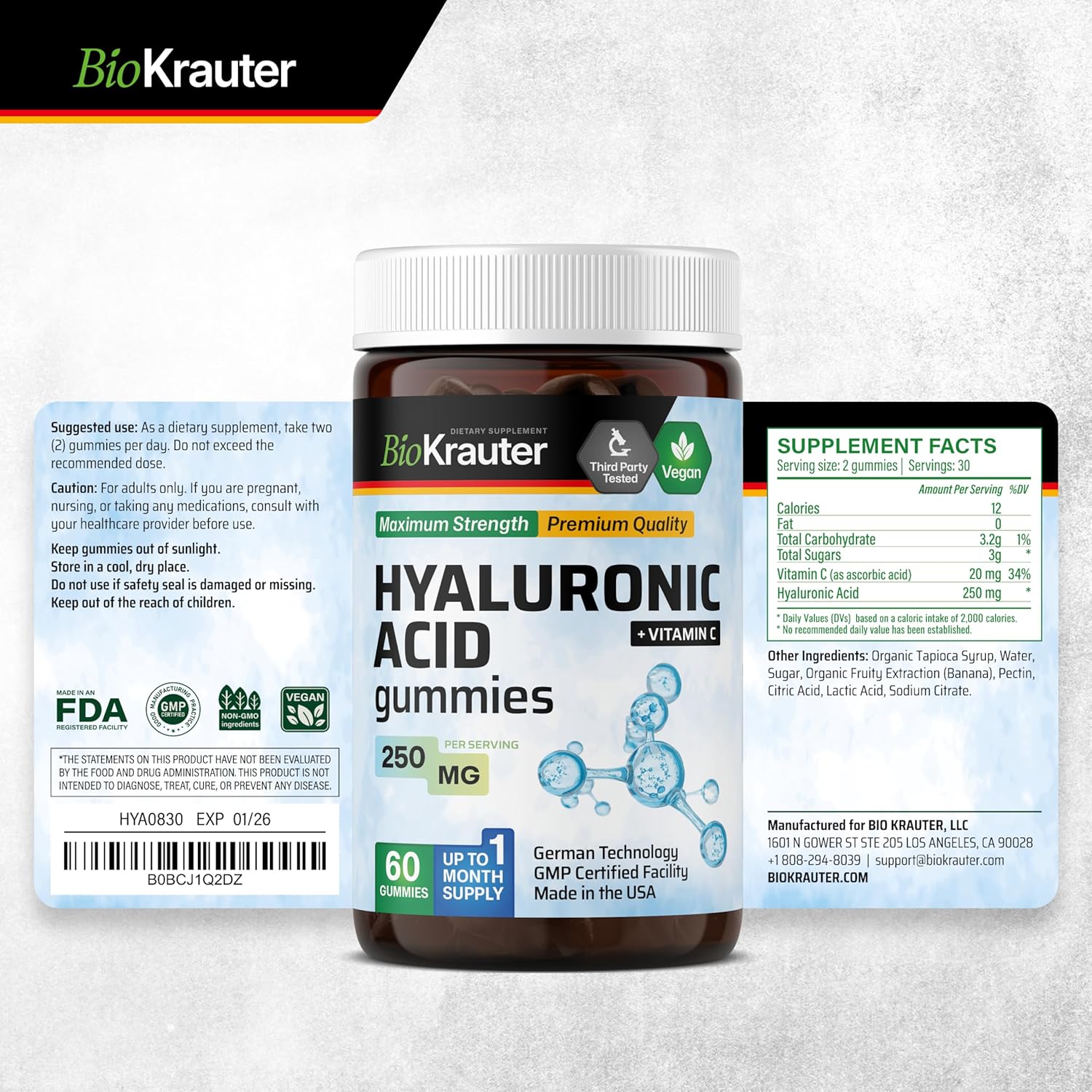 Spearmint Capsules and Hyaluronic Acid Gummies Bundle - 250 Capsules + 60 Gummies