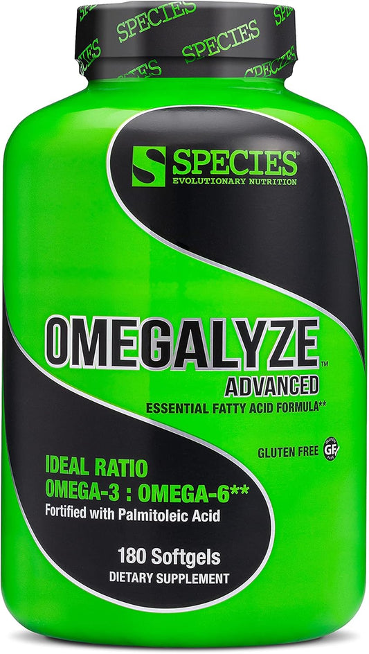 Species Nutrition Omegalyze Essential Fatty Acid Formula Supplement - 180 Capsules for Recovery & Omega 3, 6, 7 Support