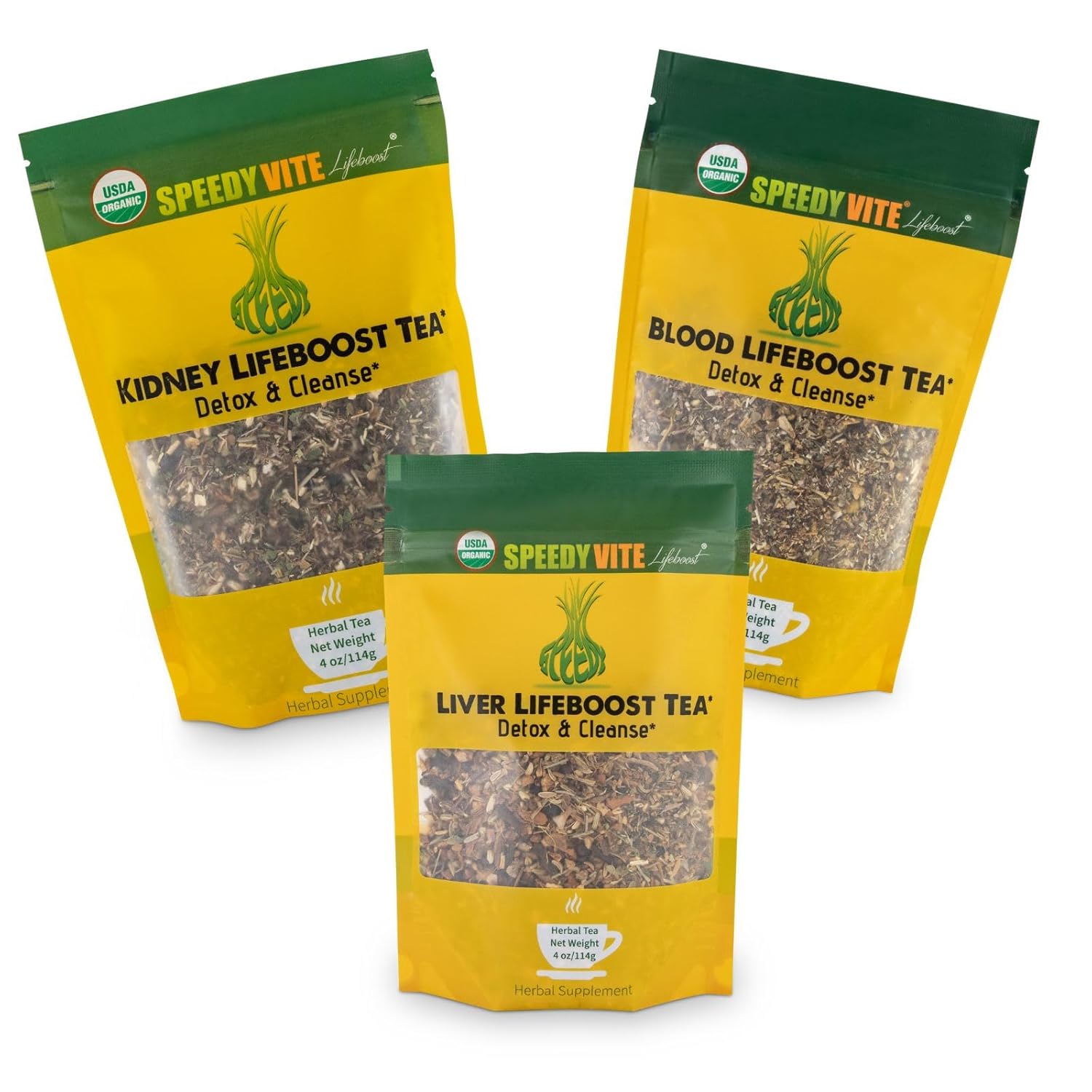 Speedyvite Tea Total Detox & Cleanse Combo: Herbal Blood, Kidney, and Liver Cleanse Tea Kit 12oz