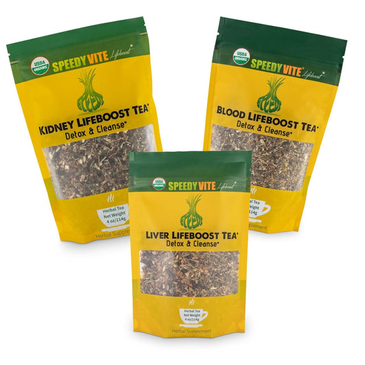 Speedyvite Tea Total Detox & Cleanse Combo: Herbal Blood, Kidney, and Liver Cleanse Tea Kit 12oz