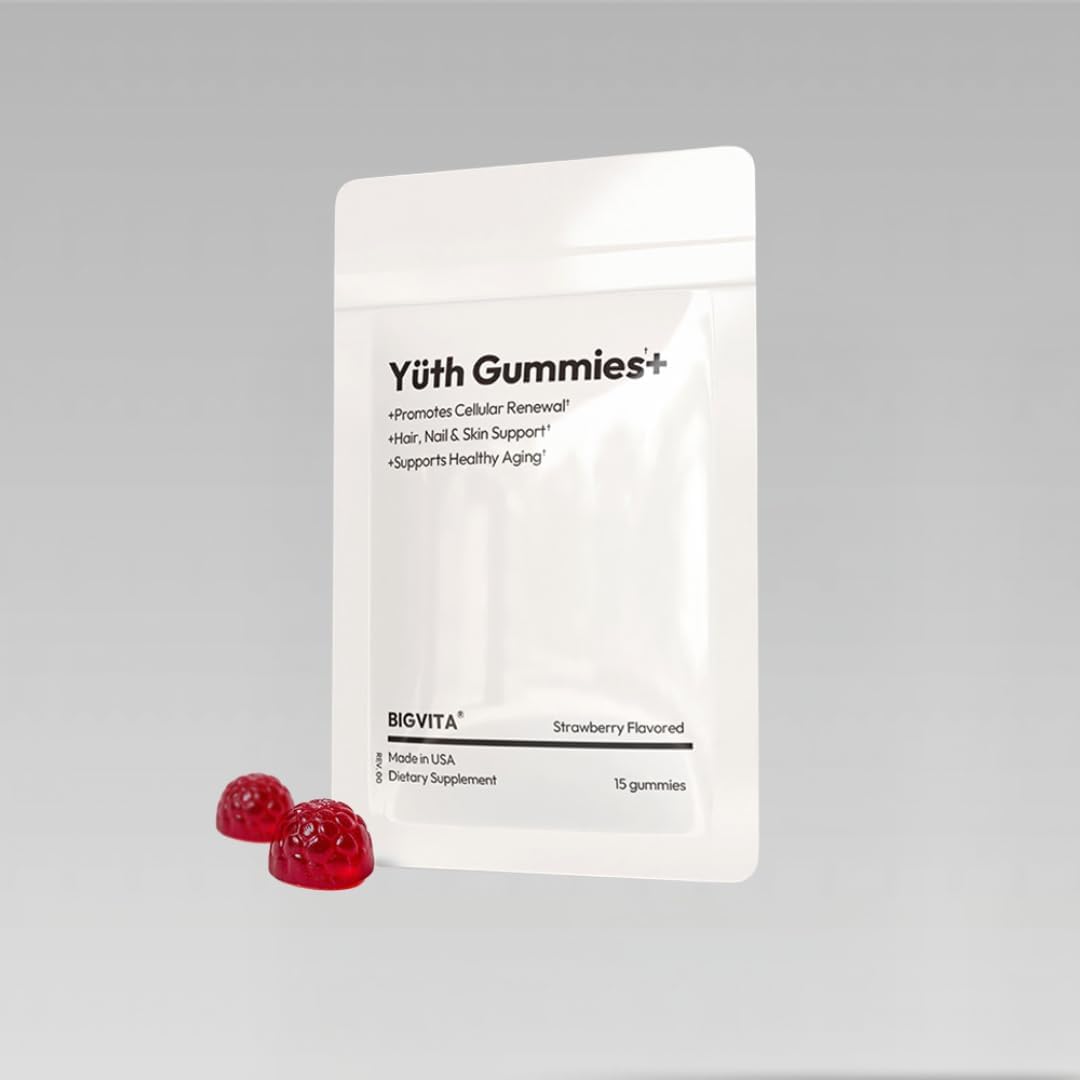 Spermidine-Infused BigVita Yuth Gummy+ for Skin, Hair, Nails | Collagen & Cellular Renewal Support with Biotin, Vitamin C & A | Anti-Aging Wellness Gummies