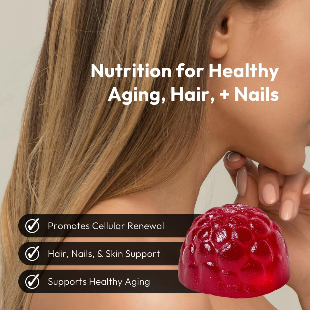 Spermidine-Infused BigVita Yuth Gummy+ for Skin, Hair, Nails | Collagen & Cellular Renewal Support with Biotin, Vitamin C & A | Anti-Aging Wellness Gummies