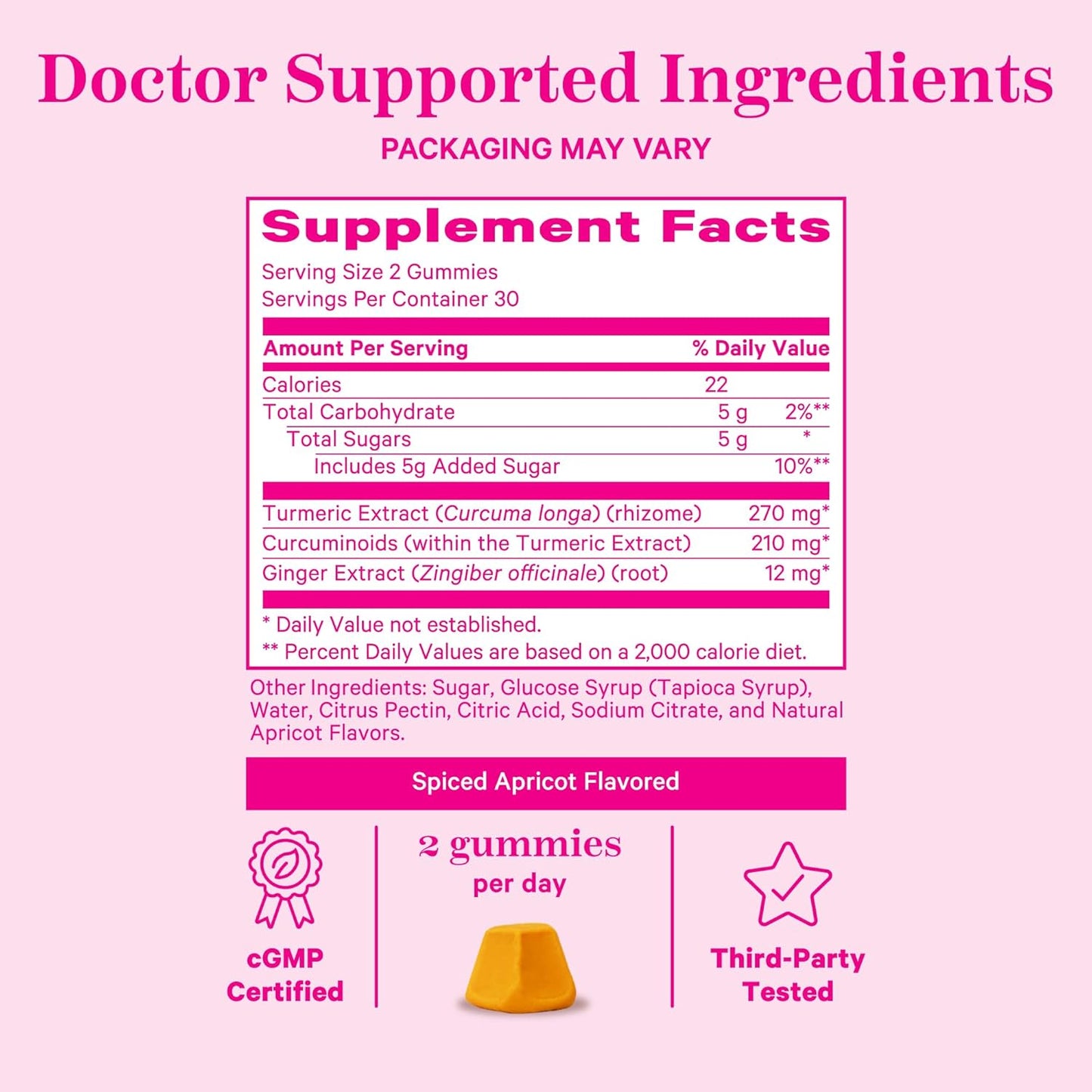 Spiced Apricot Bloating Supplements with Turmeric and Ginger for Digestion, Detox, Gas Relief, Energy, and Immune Health - 60 Gummies