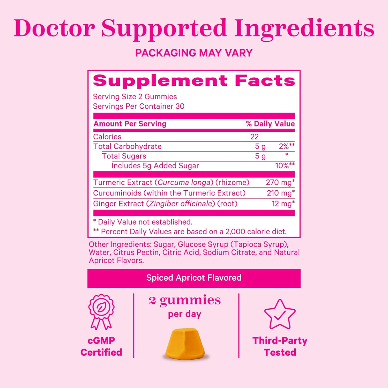 Spiced Apricot Bloating Supplements with Turmeric and Ginger for Digestion, Detox, Gas Relief, Energy, and Immune Health - 60 Gummies