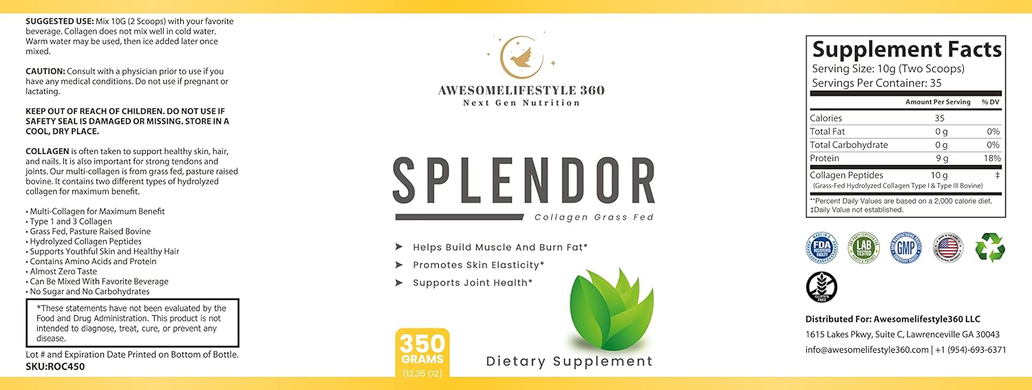 Splendor Grass-Fed Collagen Peptides Powder for Next Gen Nutrition & Lifestyle