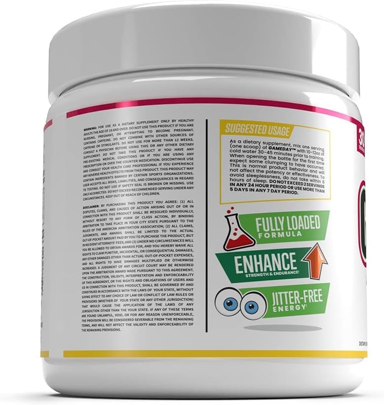Sport Pre-Workout Energy Drink Mix - Watermelon Flavored with Natural Caffeine, 30 Days Supply, 330g