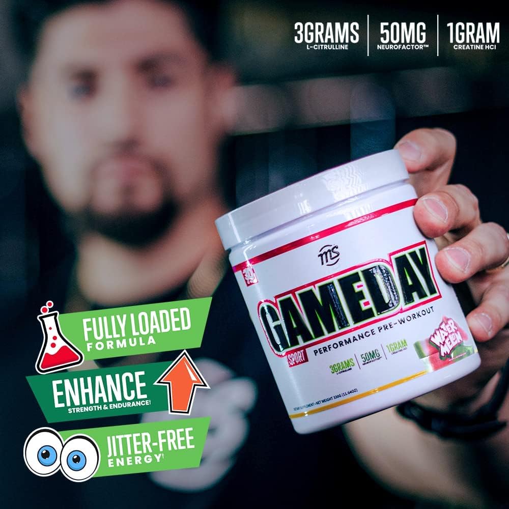 Sport Pre-Workout Energy Drink Mix - Watermelon Flavored with Natural Caffeine, 30 Days Supply, 330g