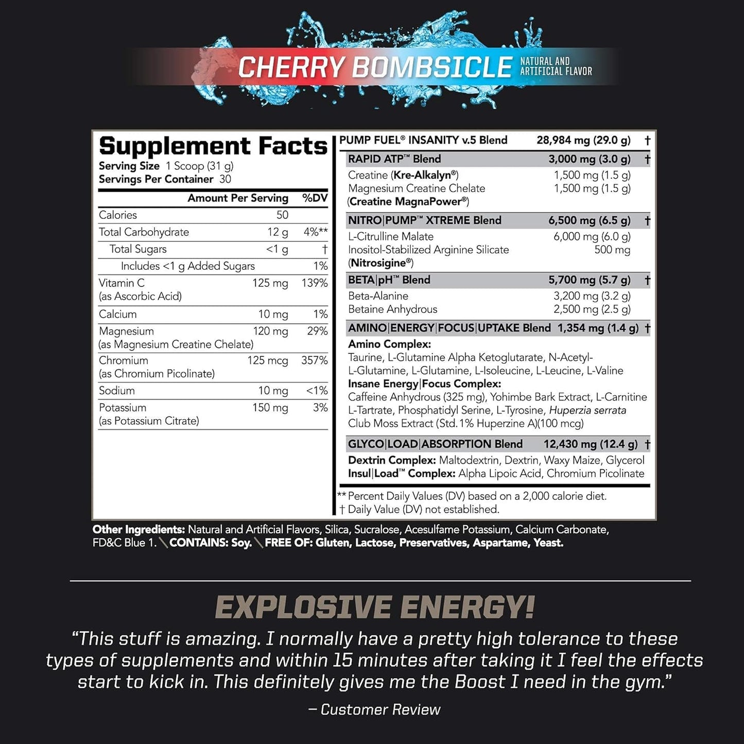 Sports CG5 Premium Creatine and L-Glutamine Powder - Cherry Bombsicle Pre Workout Bundle
