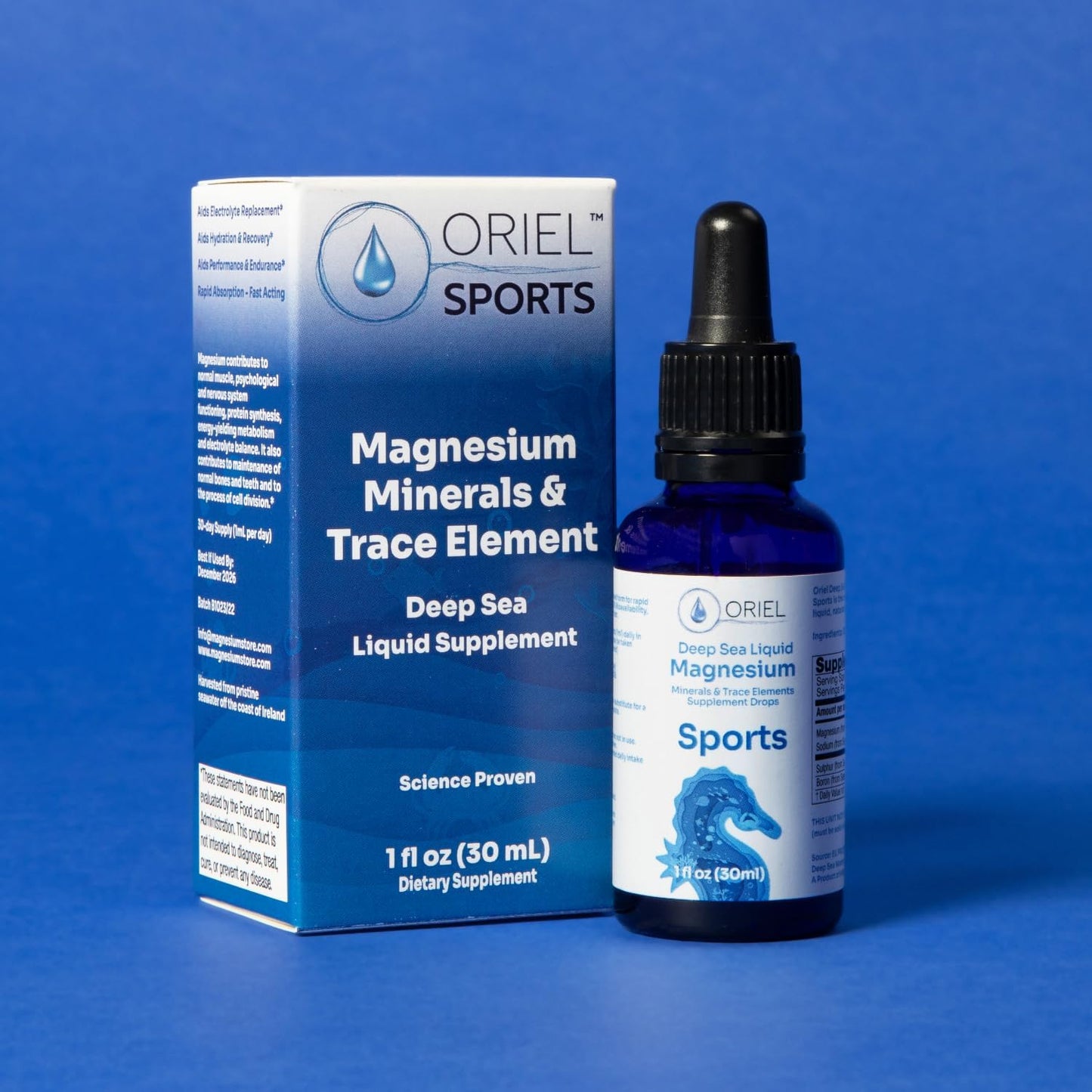 Sports Performance Liquid Magnesium Drops with Free Ion Minerals - Supports Electrolyte Balance, Endurance, Recovery - 30ml