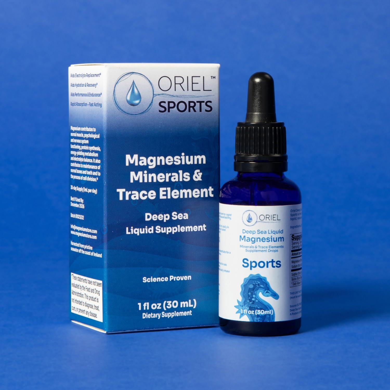 Sports Performance Liquid Magnesium Drops with Free Ion Minerals - Supports Electrolyte Balance, Endurance, Recovery - 30ml
