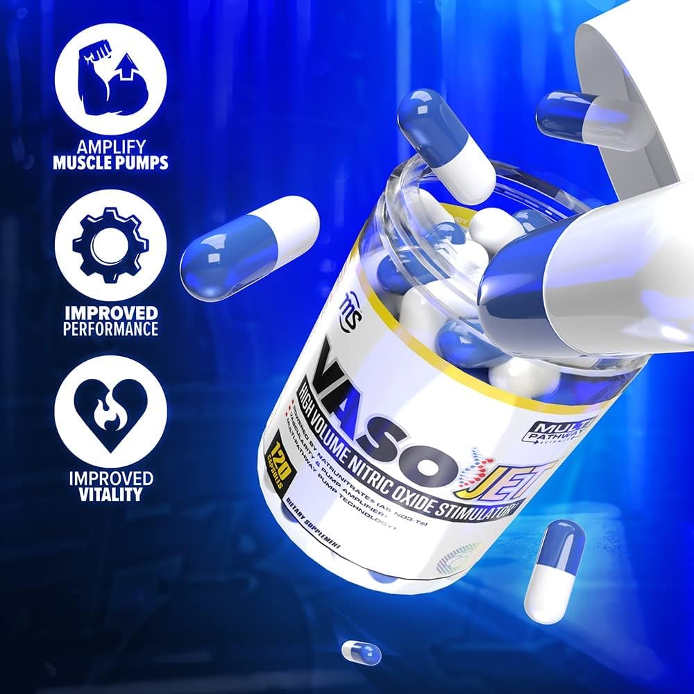 Sportsman Vasojet Muscle Pump Supplements - Nitric Oxide Booster - 120 Capsules for 40 Days