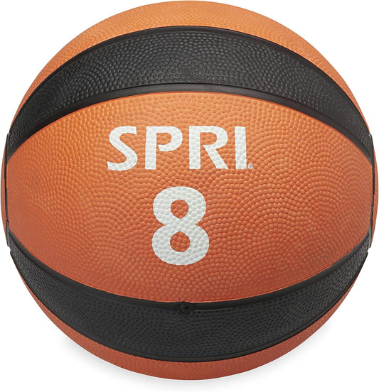 SPRI Medicine Ball for Endurance Training - Heavy-Duty Textured Surface - Easy-to-Read Weight Label - Multi-Use Fitness Tool
