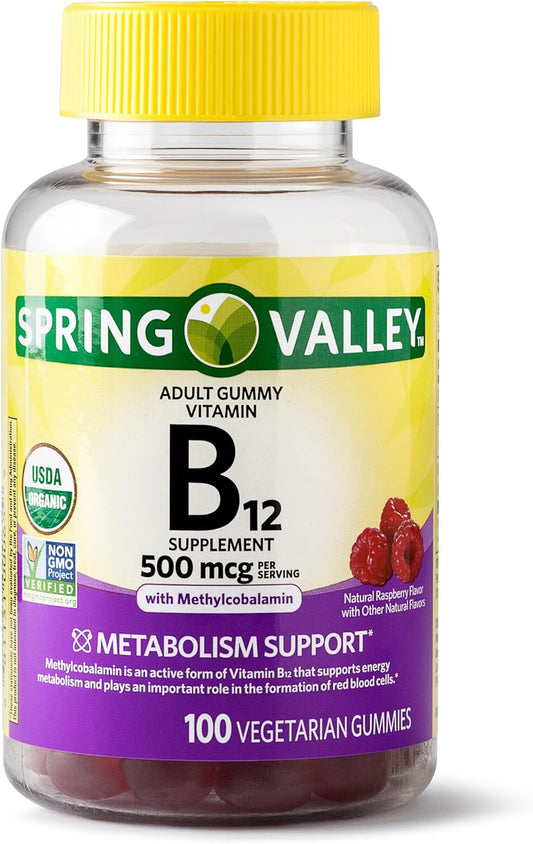 Spring Valley Adult Gummy Vitamin B12 for Metabolism Support - Natural Fruit Flavor - 100 Gummies
