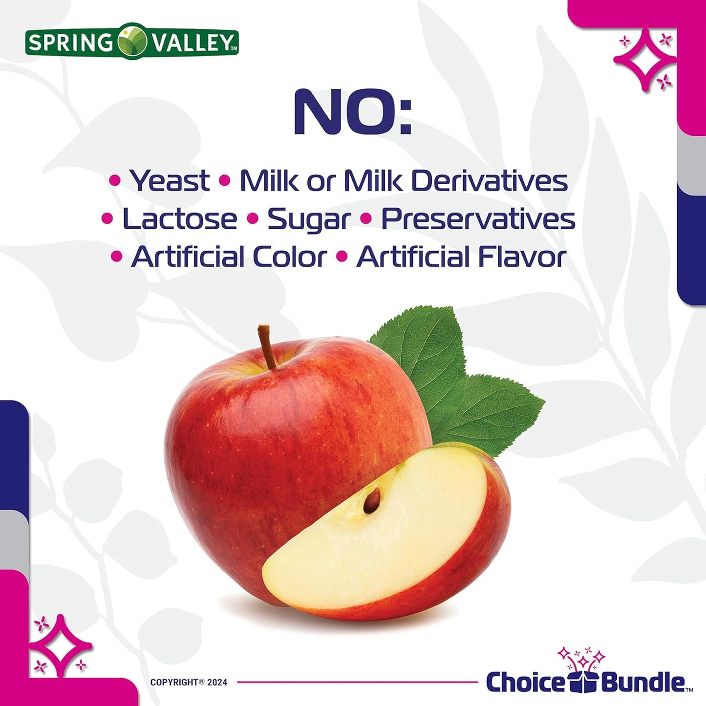 Spring Valley Apple Cider Vinegar Capsules 450 mg Bundle with Vitamin Guide and Pill Container (100 Ct)