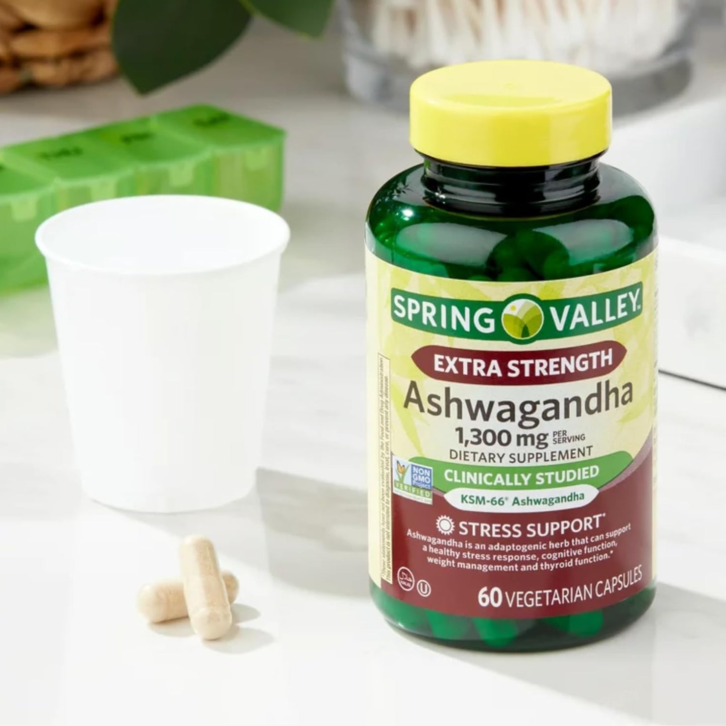 Spring Valley Ashwagandha 1300mg Capsules - Extra Strength Dietary Supplement - 60 Pills by Venancio's Shop