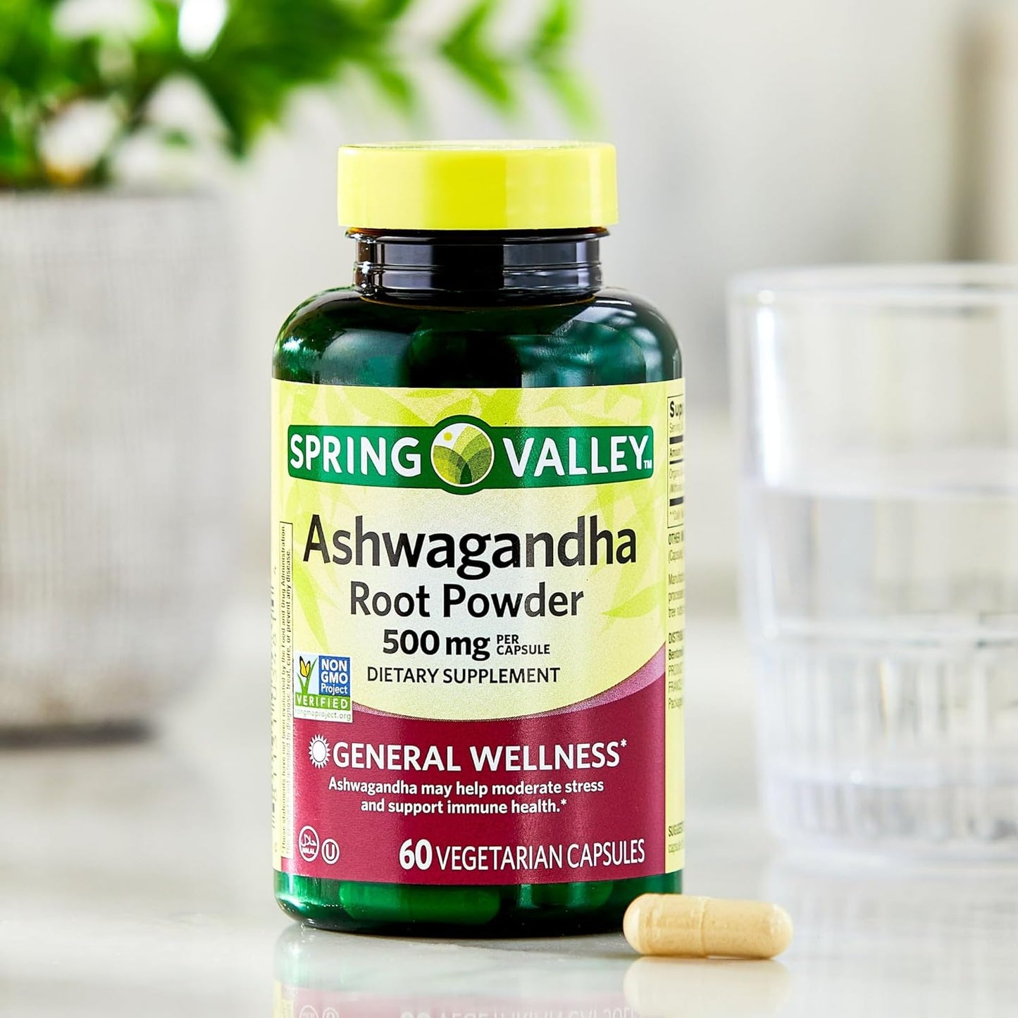 Spring Valley Ashwagandha Root Powder Capsules - 500mg (Pack of 1) from Fusion Shop Store