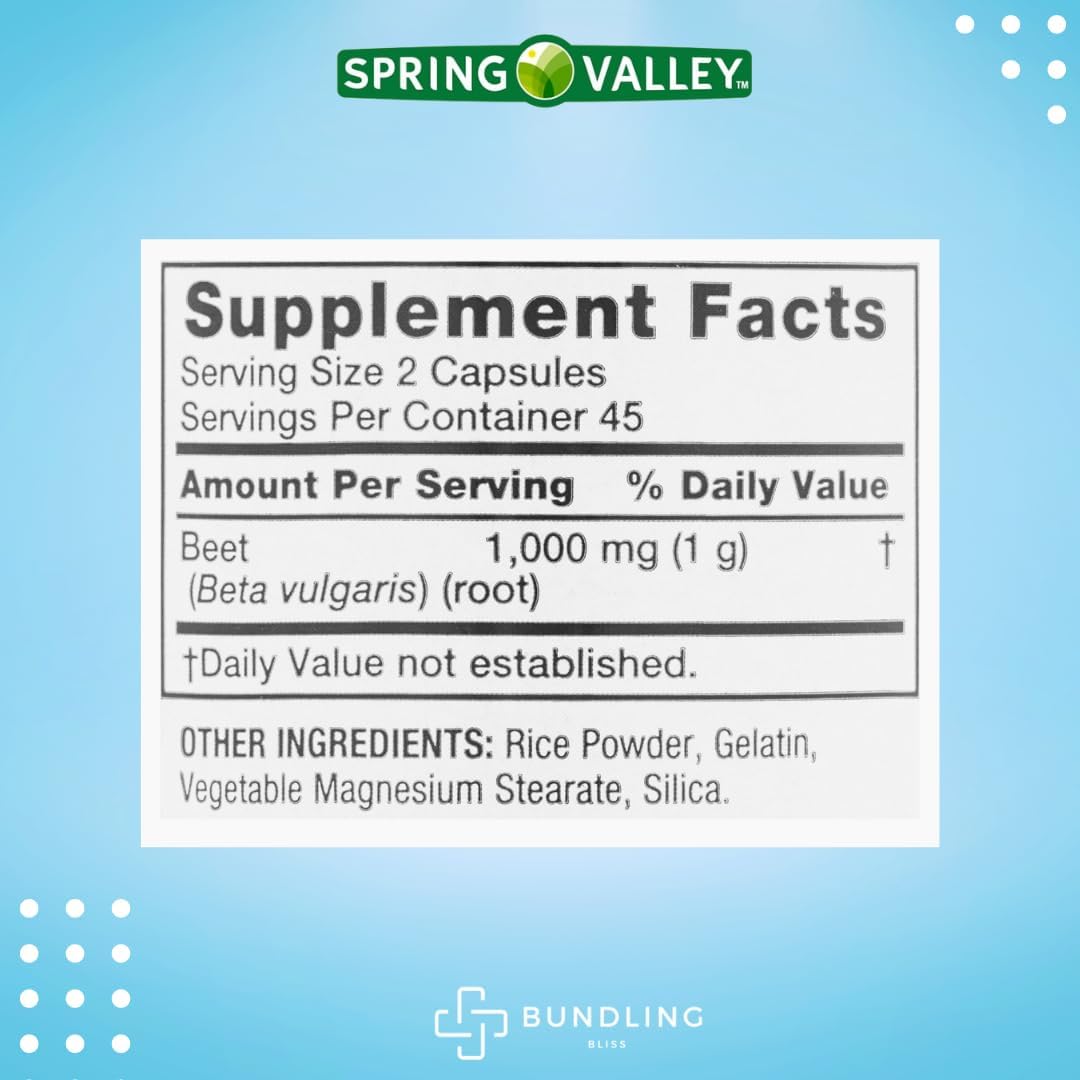 Spring Valley Beet Root 1000mg Supplement with 7 Day Pill Organizer - 90 Count Bundle Pack
