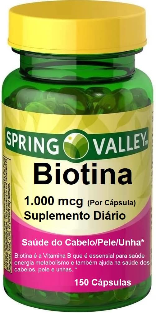 Spring Valley Biotin Supplement - 1000 mcg, 150 Tablets for Hair, Skin, and Nail Health