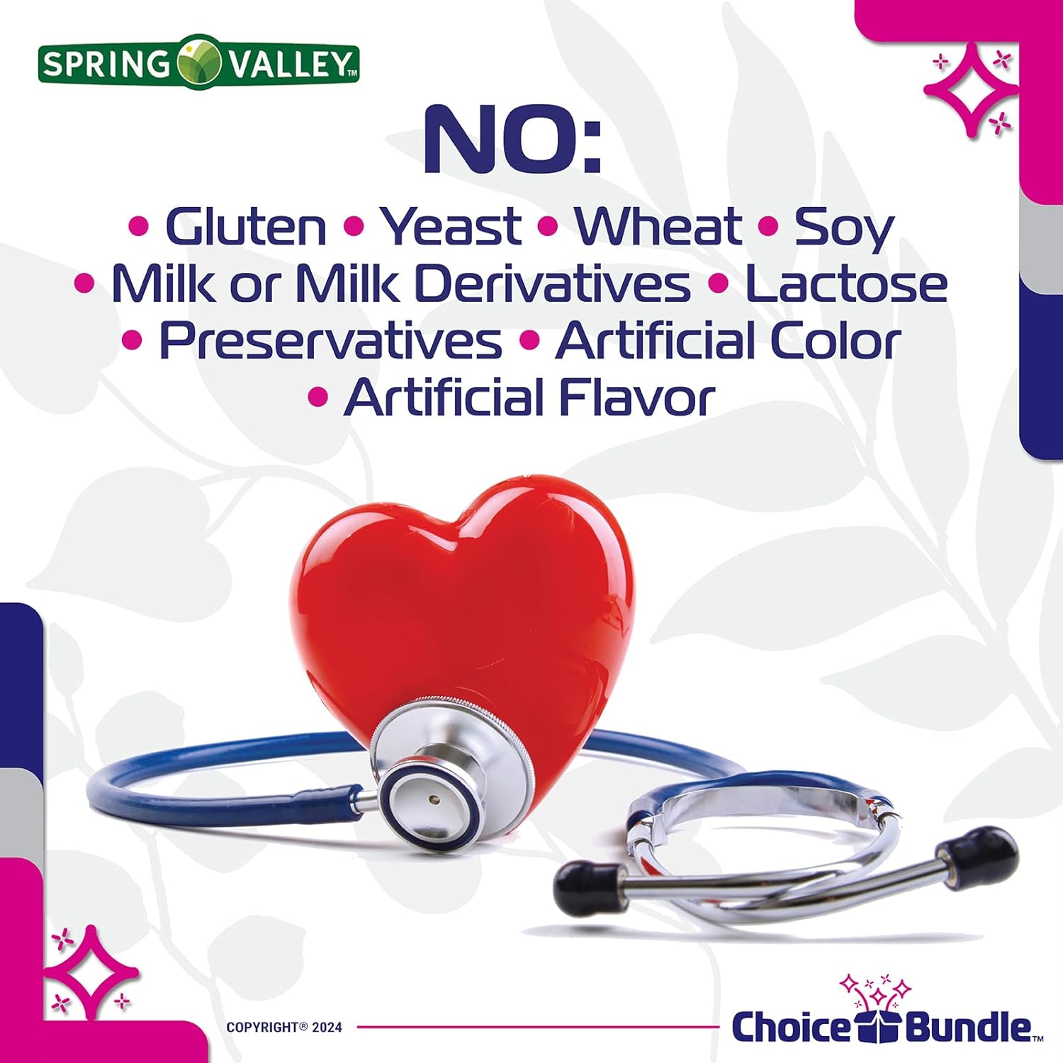 Spring Valley Blood Pressure Support Capsules 120 Count Bundle with Vitamin Guide & Pill Container - Vegetarian Formula for Heart Health and Wellness
