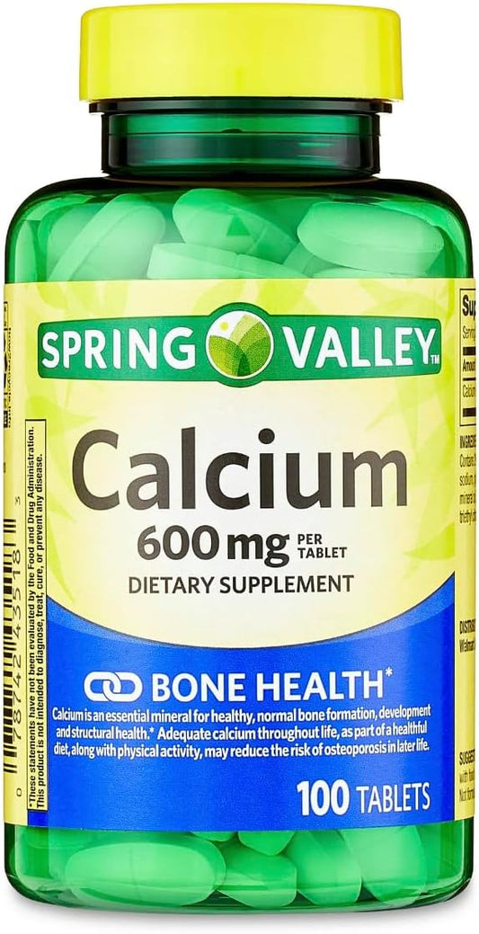 Spring Valley Calcium 600 mg Coated Tablets - Pack of 2, 200 Total