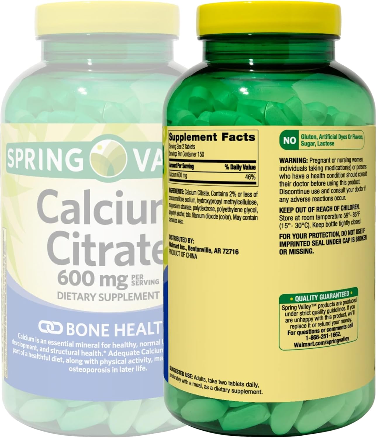 Spring Valley Calcium Citrate 600mg, 300 Tablets - Bone & Joint Health - Venancio's Shop