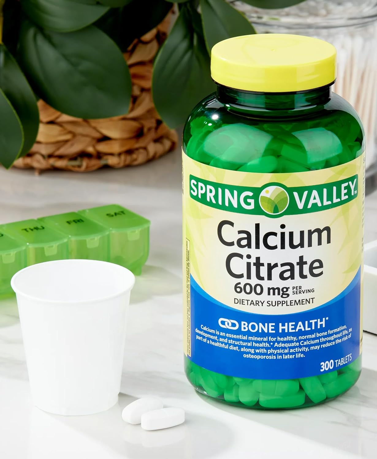 Spring Valley Calcium Citrate 600mg Tablets - Joint & Bone Health Supplement - Teeth & Colon Support - Cardiovascular System Boost - 300ct Gluten-Free - 5 Months Supply