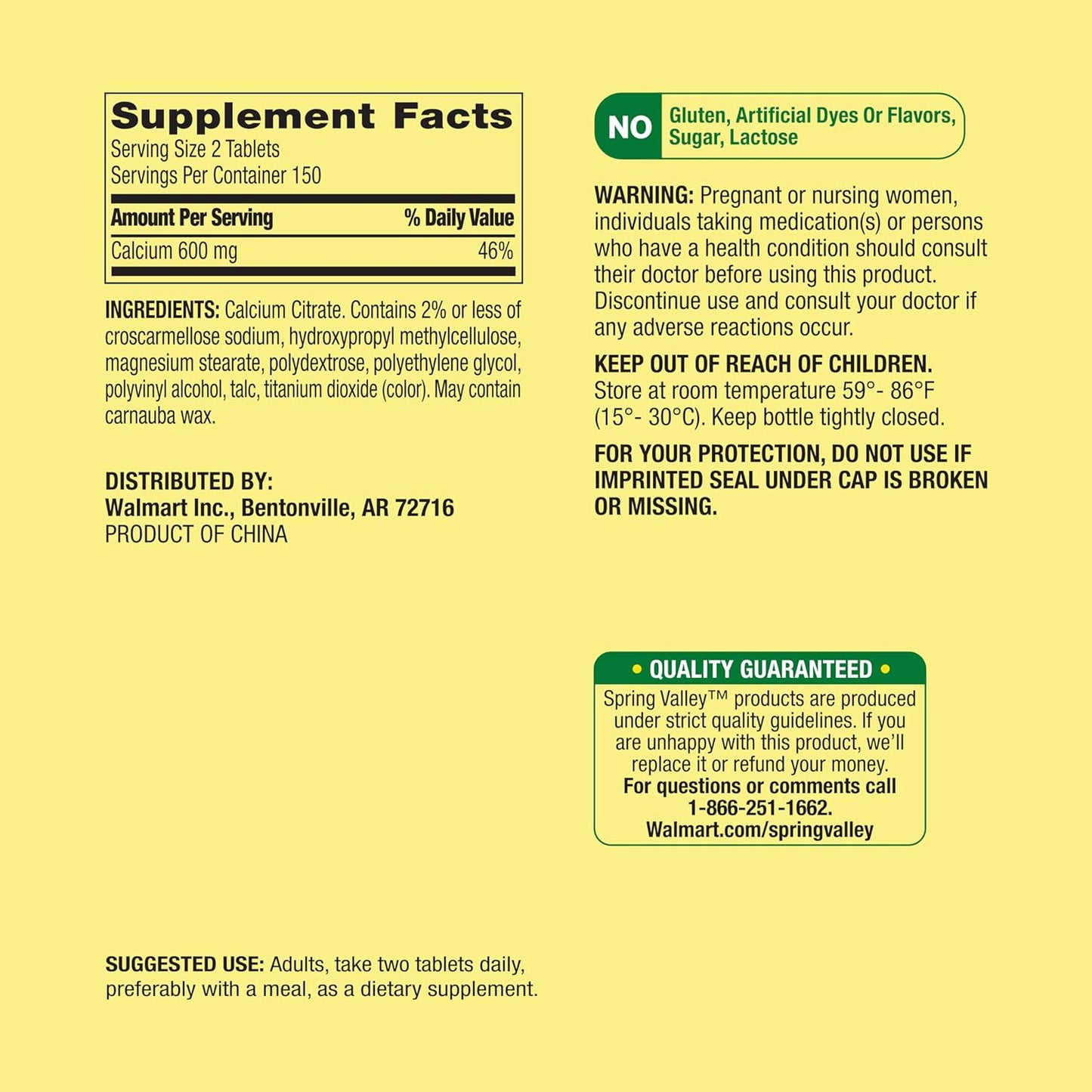 Spring Valley Calcium Citrate Tablets 600mg, 300 Count - Private Label Gift Maker by Explorador
