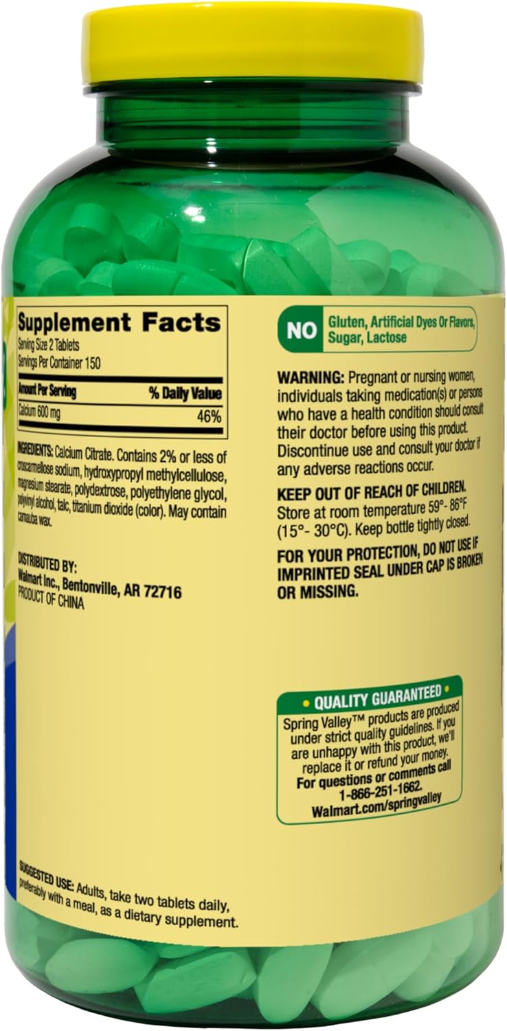 Spring Valley Calcium Citrate Tablets 600mg, 300 Count - Private Label Gift Maker by Explorador