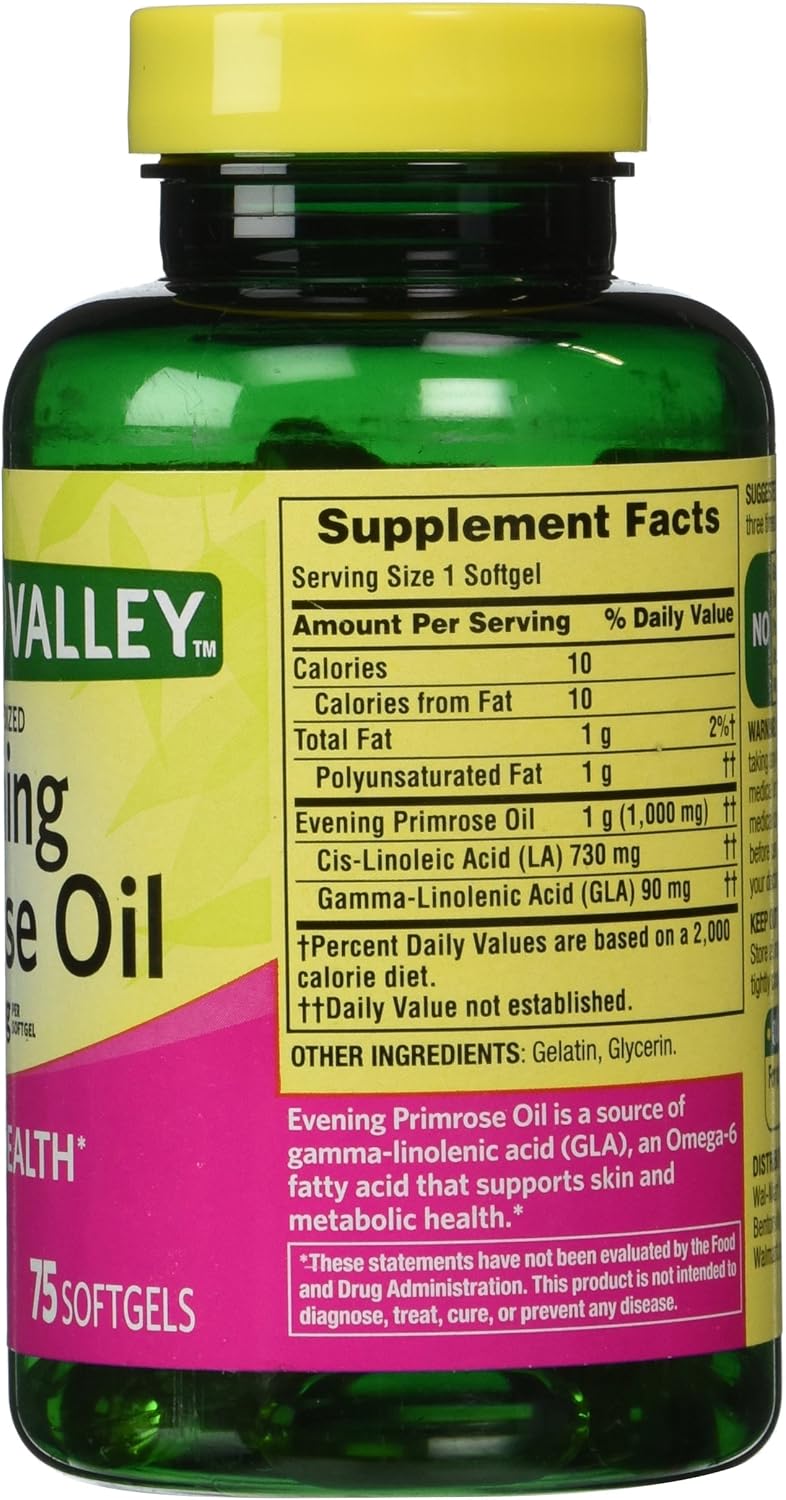 Spring Valley Evening Primrose Oil Softgels - 1000 mg, 75 Count