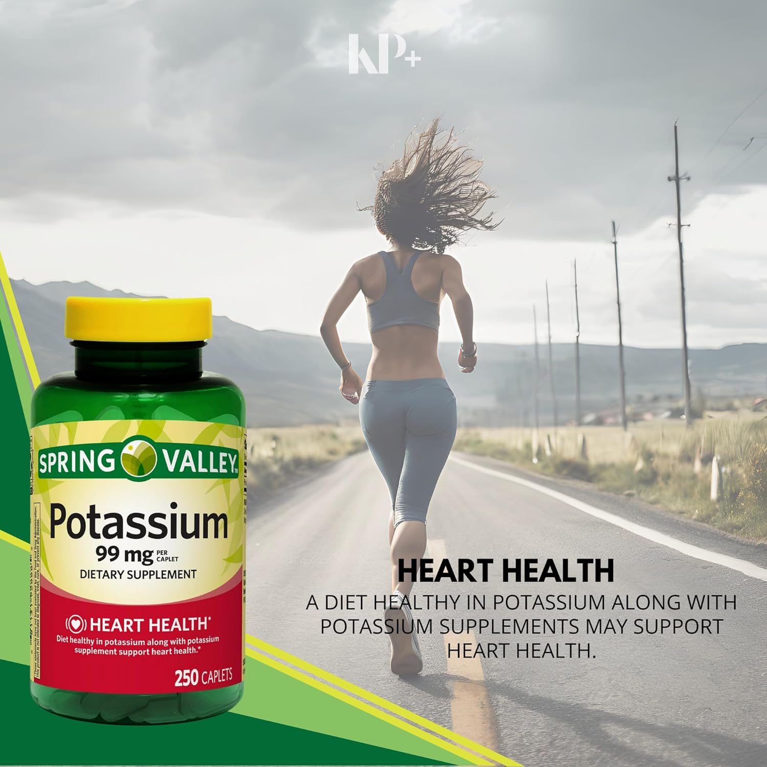 Spring Valley KP+ Potassium Supplement, 99mg, 250 Count - Dietary Potassium Supplement