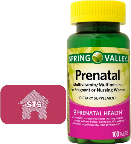 Spring Valley Prenatal Multivitamin & Multimineral Tablets - 100 Count with Bonus STS Sticker