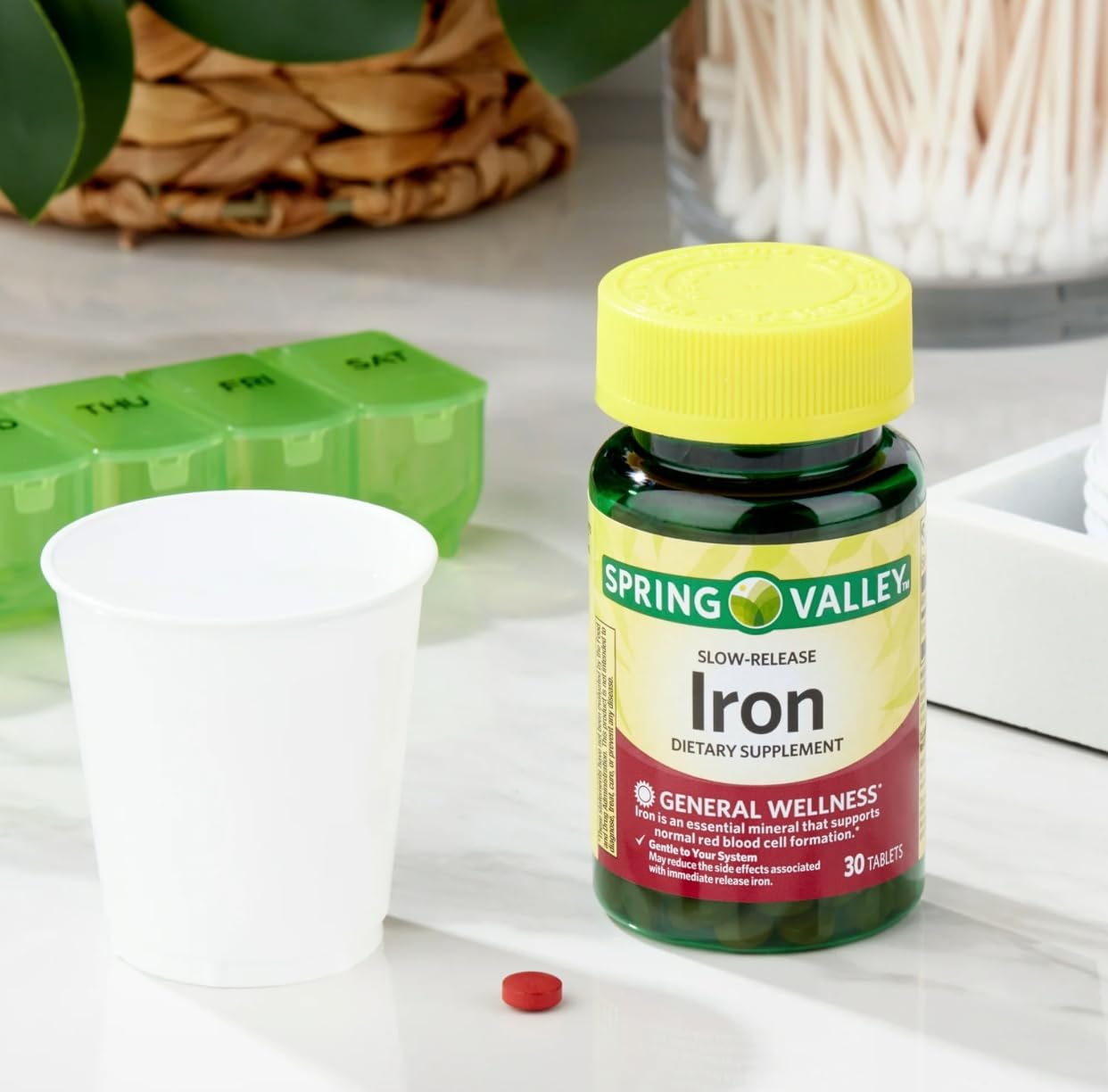 Spring Valley Slow-Release Iron Tablets, 45 mg, 30 Count - Dietary Supplement