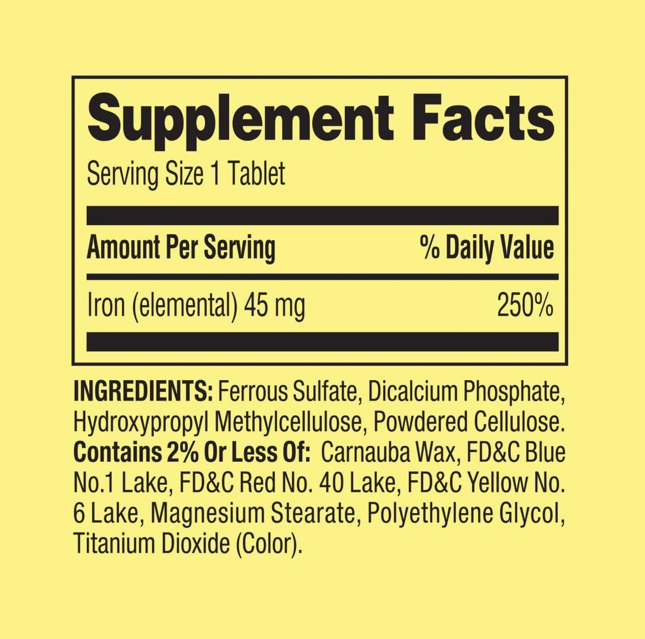 Spring Valley Slow-Release Iron Tablets, 45 mg, 30 Count - Dietary Supplement
