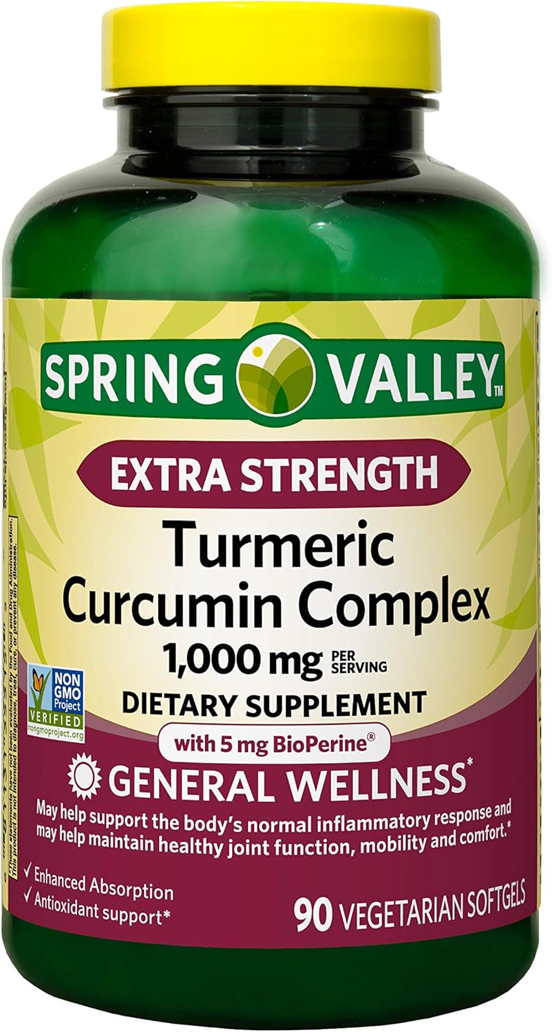 Spring Valley Turmeric Curcumin Complex Softgels 1000mg, 90 Count - Extra Strength Dietary Supplement