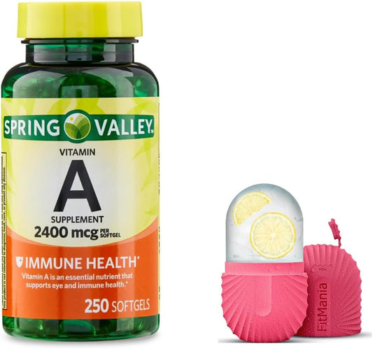 Spring Valley Vitamin A Softgels 2400mcg, 250 Count with Bonus Face Ice Roller
