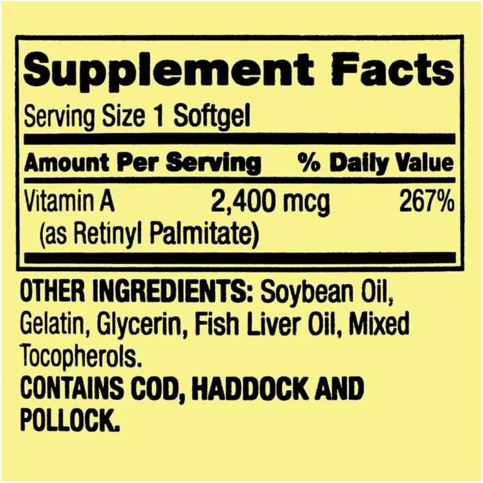 Spring Valley Vitamin A Softgels 2400mcg, 250 Count with Bonus Face Ice Roller