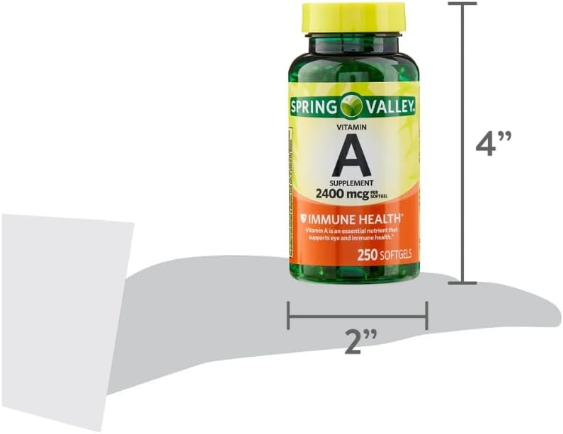 Spring Valley Vitamin A Softgels 2400mcg, 250 Count with Bonus Face Ice Roller