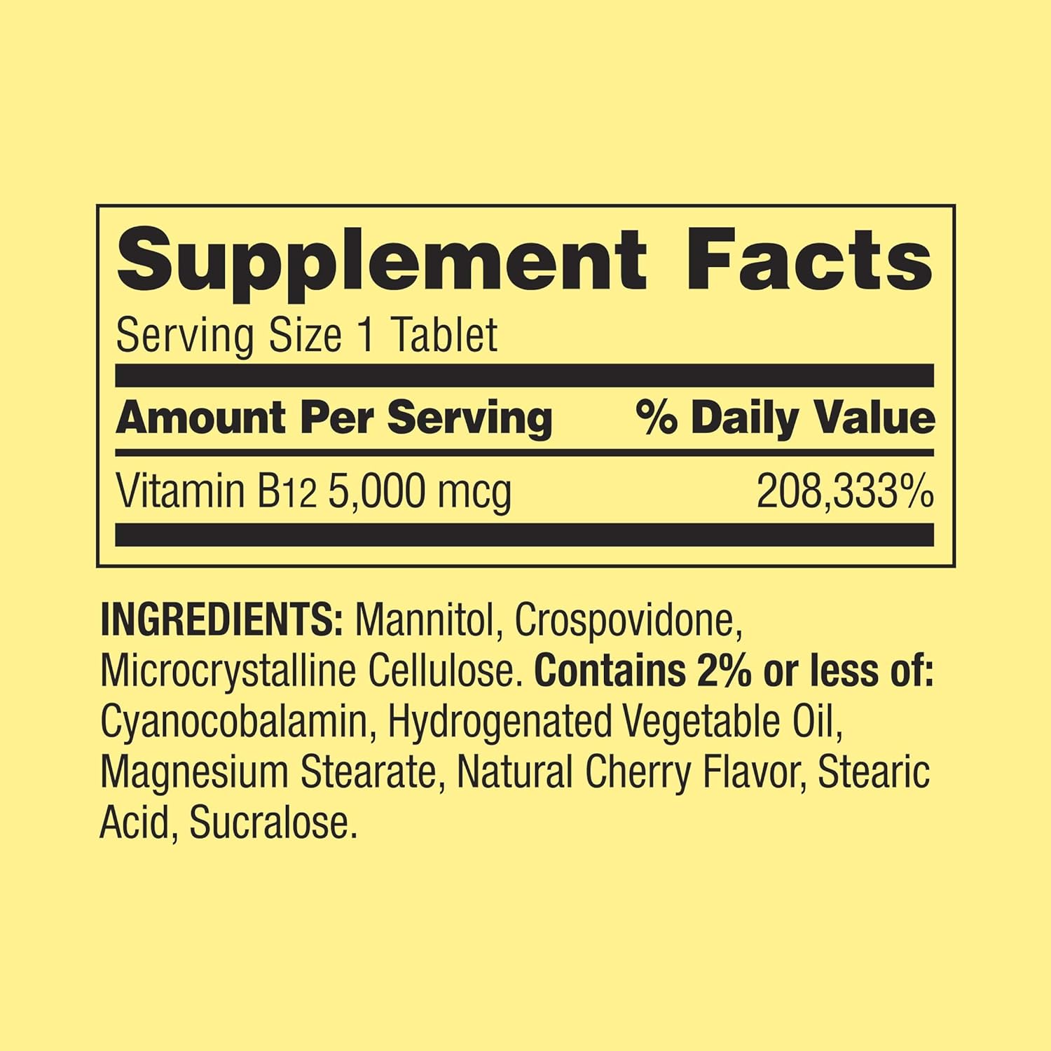 Spring Valley Vitamin B12 5000mcg 300ct Tablets - Boost Metabolism and Energy Levels