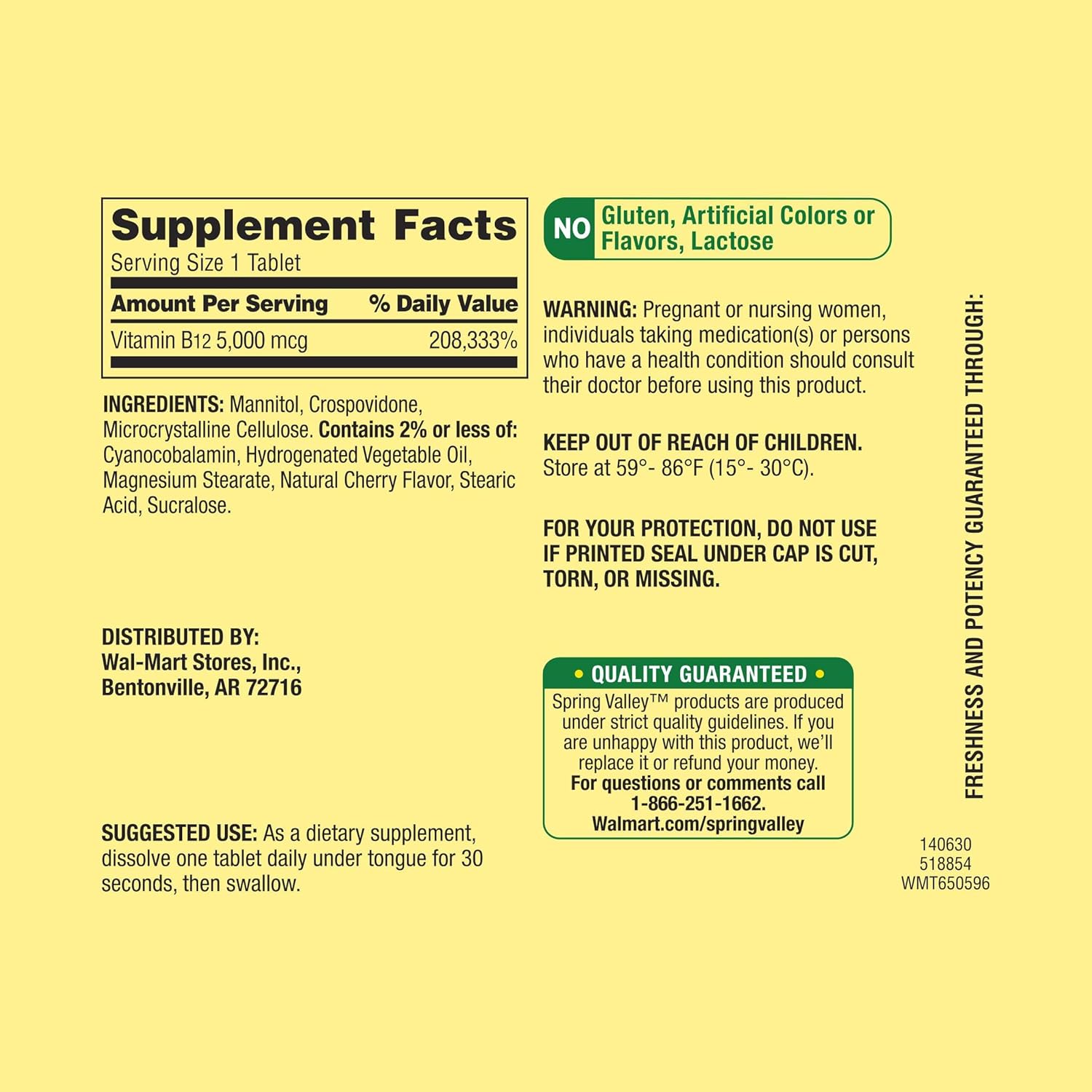 Spring Valley Vitamin B12 5000mcg 300ct Tablets - Boost Metabolism and Energy Levels