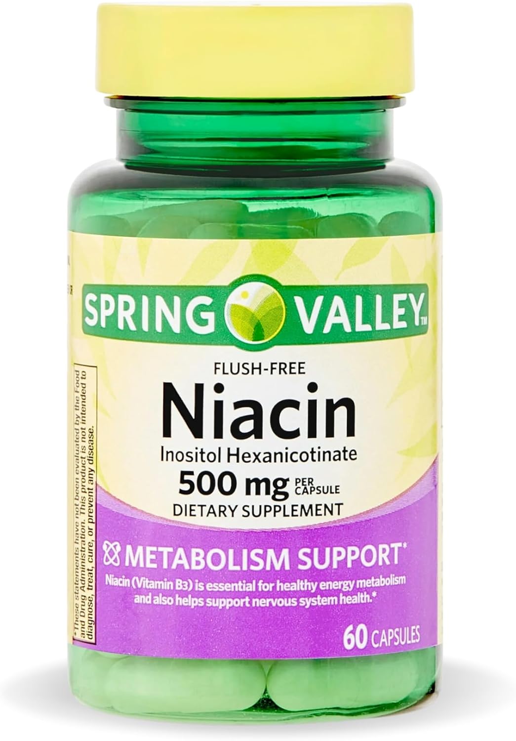 Spring Valley Vitamin B3 Niacin 500mg Flush Free Capsules - 60 Pills
