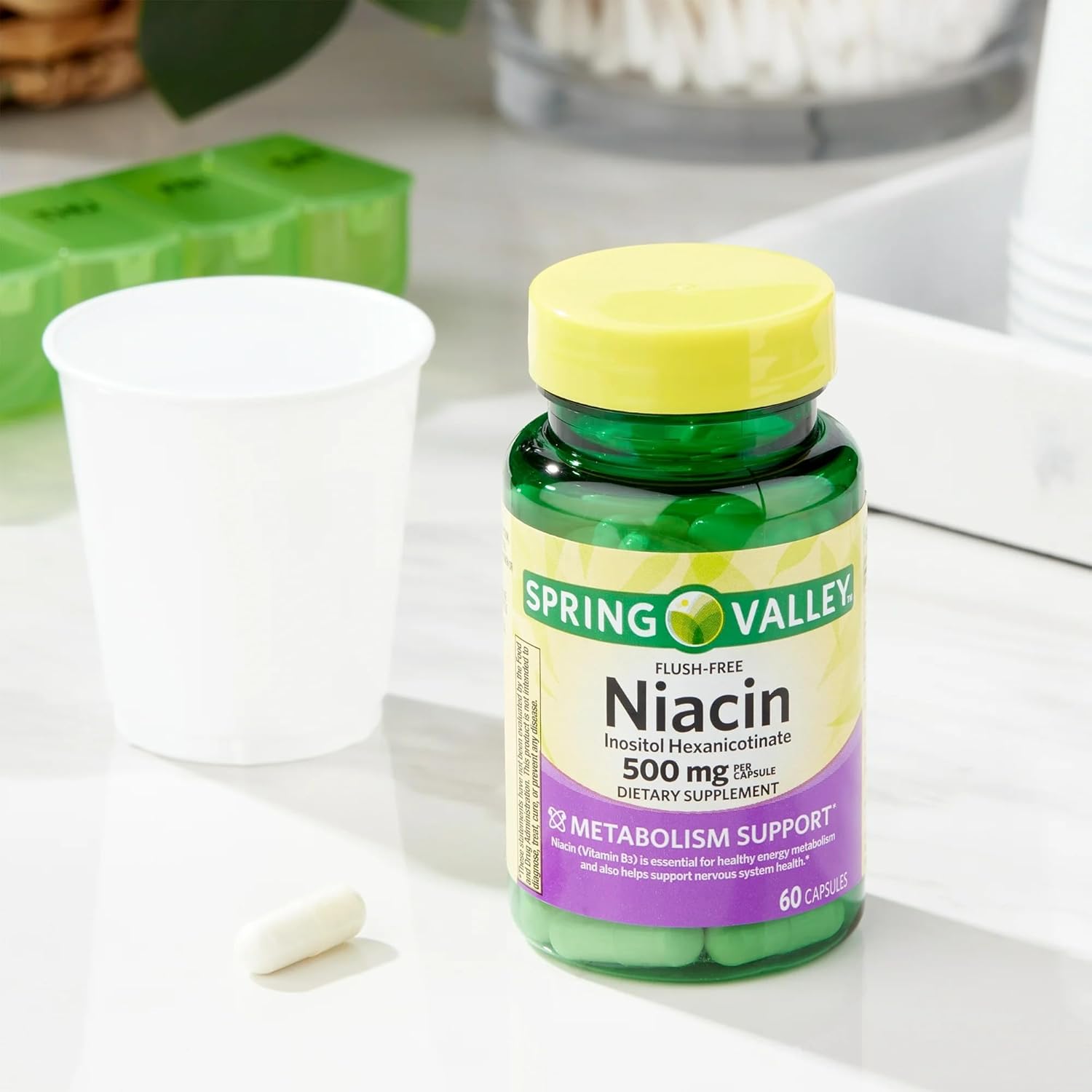 Spring Valley Vitamin B3 Niacin 500mg Flush Free Capsules - 60 Pills