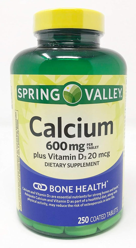 Spring Valley Vitamin D Calcium Tablets for Bone Health - 600mg, 250 Count