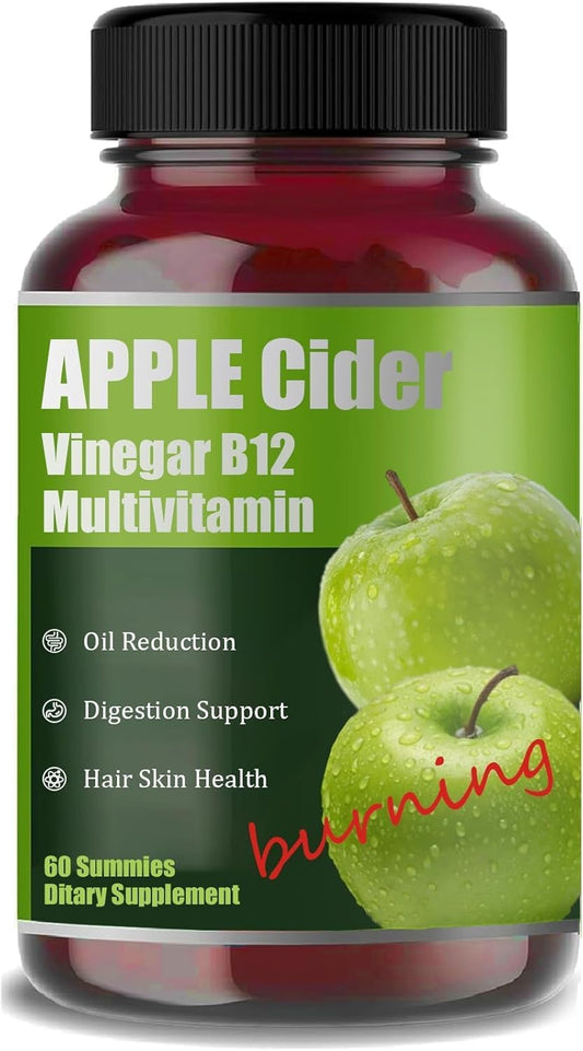 SSIPORY Apple Cider Vinegar B12 Multivitamin Gummies for Energy & Gut Health - Digestion Support with Vitamin B12 - 60 Gummies