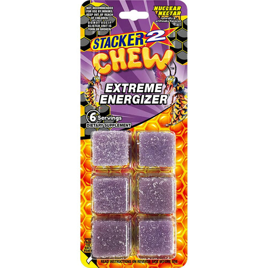 STACKER 2 Chewable Gummies: Extreme Energy Boost - 6 Count Pack